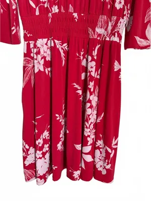 London Times Dress Size 10 Red Floral Cottage Coquette Girl Retro Tropical Flare thumbnail 6