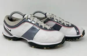Nike White Pink Silver Leather Golf Shoes Womens Size 6 *READ* thumbnail 6