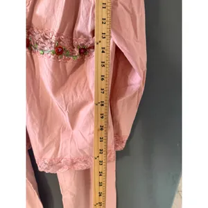 Rose Pink Cotton 2pc Pajama‎ Set Floral Lace Plus 1X Fairy Vintage Y2k Coquette thumbnail 8