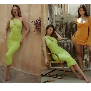 HOUSE OF CB 'Valentina'Lime neon‎ Asymmetric Cutout Midi Dress/Size XS plus cup thumbnail 7