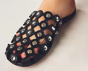 Anthropologie Bibi Lou Alexa grommet studded mules size 37 thumbnail 1
