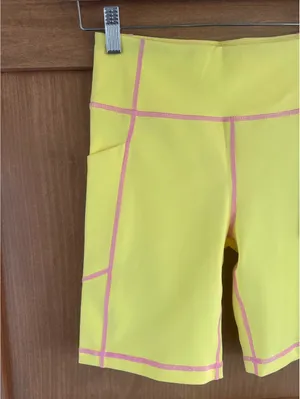 NWT Tuckernuck Sundaze Compression Biker Shorts Yellow & Pink 7” Women’s size XS thumbnail 3