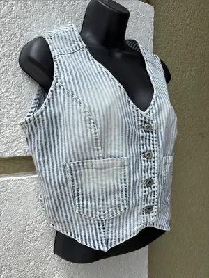 RE generation Celebrity Pink Distressed Denim Vest thumbnail 2