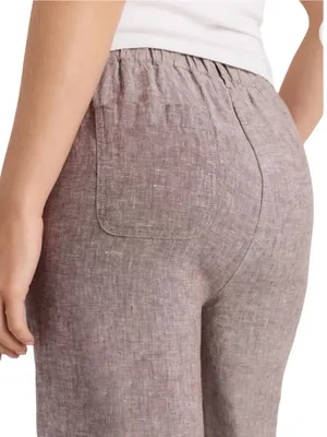 Quince NWT Women’s Size M Taupe Brown Chambray European Linen Straight Leg Pants thumbnail 5