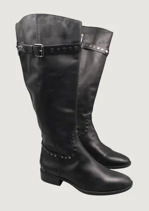 Sam Edelman Paxton Knee High Studded Moto Boots 9M-WC Black Leather Wide Calf thumbnail 1