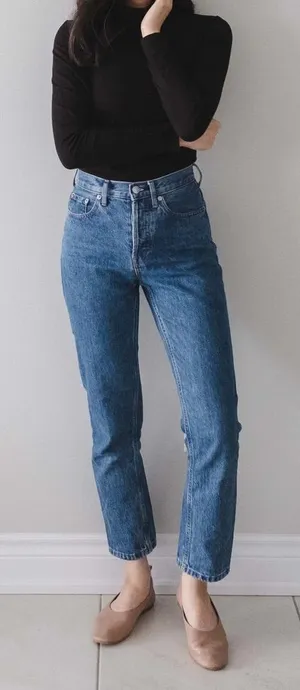 Everlane 90’s Cheeky High Rise Waist Denim Blue Straight Leg Jeans 24 Barrel thumbnail 1