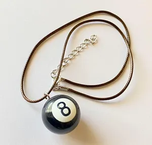 Handmade big 8 ball grunge funky unisex simple brown necklace🎲8️⃣🖤 thumbnail 2