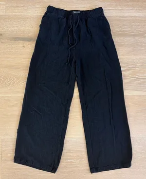 White Fox Pants Drawstring Waist Size XS Black thumbnail 1