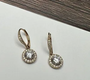 Nadri Crystal Clear Gold Tone Dangle Drop Pierced Earrings thumbnail 1