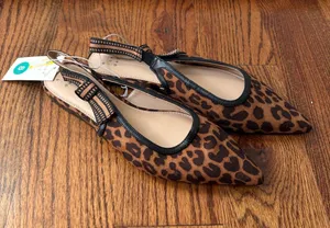 a new day Leopard Print Pointed Toe Slingback Flats Size 8 New thumbnail 1