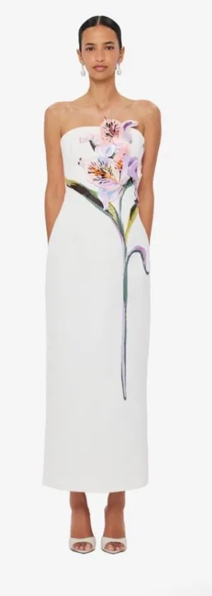 Leo Lin Rayna Floral Maxi Dress White Size 8 thumbnail 1