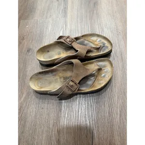 Birkenstock Gizeh Tobacco Brown Oiled Leather Thong Sandals Womens 40 L9 Regular thumbnail 3