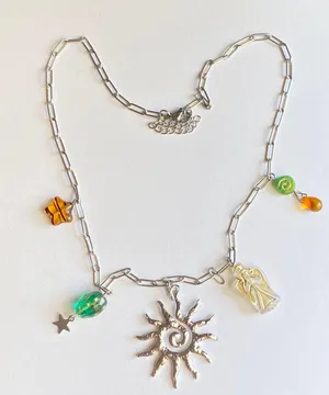 Handmade vintage cottage retro boho fairy funky style quality material mix stainless steel necklace🌞🌿 thumbnail 2