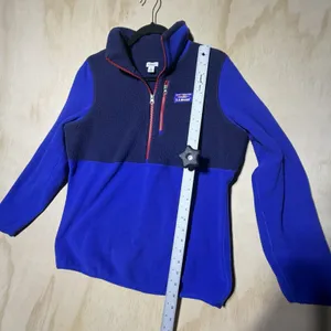LL Bean Womens Medium Polartec Fleece Pullover Blue Navy Half Zip Chest Pocket thumbnail 5