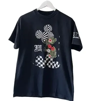 RARE NEFF DISNEY Retro Vans FLORAL STARS MICKEY MOUSE BLACK SHIRT VANS SZ M #13 thumbnail 1