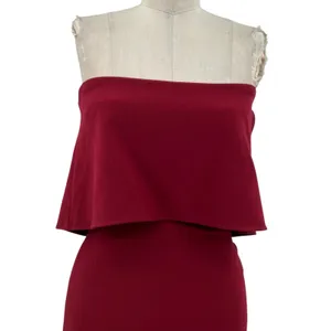 Likely Driggs Midi Dress Sheath Strapless Ruffle Burgundy Red Purple‎ Size 2 thumbnail 4