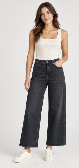 Quince Bella Wide Leg Jeans Faded Black Size 32 thumbnail 1