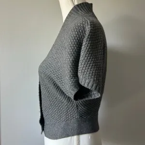 Heritage 1981 Vintage Gray Knit Shrug Sweater Cap Sleeve Y2K Style Size Small thumbnail 4