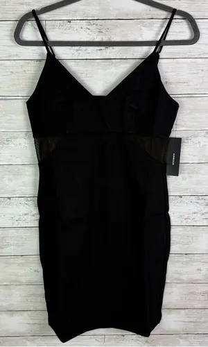 Lulus Little Black Bodycon Dress with Sheer Waist Panels Size Medium thumbnail 1