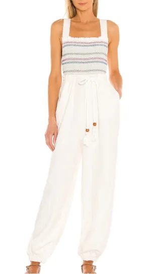 Free People Boho Tie Back Jumpsuit Cream Size Small thumbnail 1