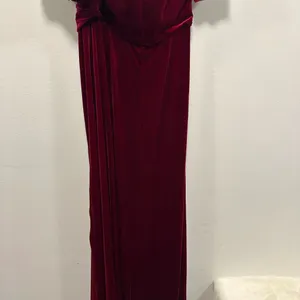 Elegant Off-Shoulder Burgundy Evening Gown bridesmaid holiday dress! thumbnail 6