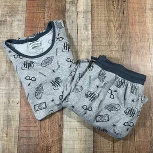 Harry Potter Wizarding World Gray Pajama Set Long Sleeve Joggers Large HP Print thumbnail 1