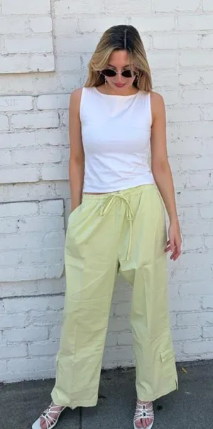 Vtg green wide leg capri cargo pant drawstring waist sz XL #y2k #outdoors #retro #utility thumbnail 1