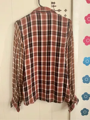 Free People SNOW TOP MOUNTAINS Red Plaid Shirt with Embroidered Sequins thumbnail 13