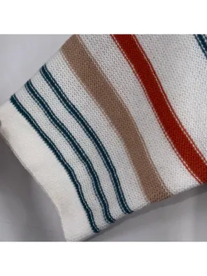 Women’s Oversized Striped Knit Sweater Size Large White Orange Blue Colorblock thumbnail 4