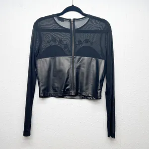 Iris Los Angeles Faux Leather Mesh Top Women XL Whimsigoth Witchy Y2K Dark Fairy thumbnail 3