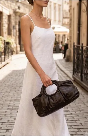 NWT Giannini Brown Ruched Shoulder Bag thumbnail 1
