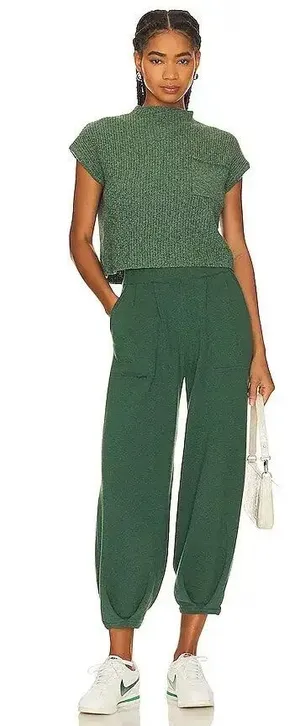 Free People Beach Freya parachute wide-leg green knit pants size XL thumbnail 1