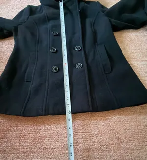 Braetan Black Wool Blend Hooded Peacoat Size L Double Breasted thumbnail 4