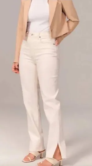 Abercrombie & Fitch Jeans Women 24 White 90s Straight Ultra High Rise Side‎ Slit thumbnail 1