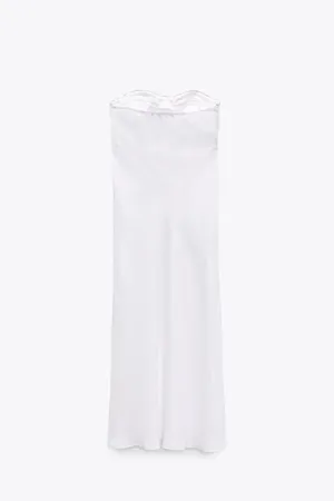 ZARA dress midi satin wedding corset rhinestone party shower bridal cocktail thumbnail 11