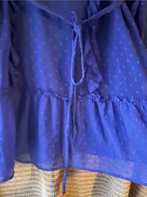 Cato Royal Blue Ruffle Long-Sleeve Tie-Waist Dress thumbnail 6