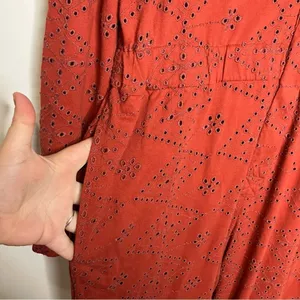 Free People rust colored eyelet‎ jumpsuit zip up size 4 thumbnail 7