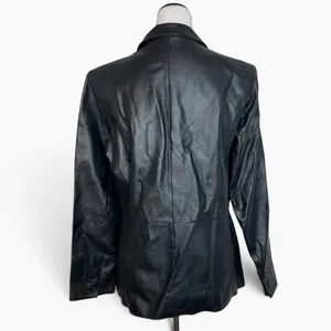 GAP Vintage Black Leather Blazer Jacket Coat Size M Matrix Minimalist Y2K 90s thumbnail 6