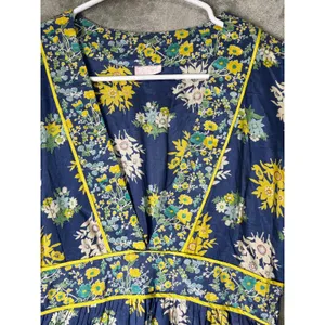 Vintage Y2K Bohemian Floral Kimono Short Sleeve Empire Waist Peplum Tunic Small thumbnail 2