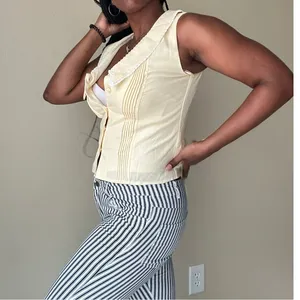 WAYF Linen Blend Butter Yellow Coquette Top Size Small thumbnail 3