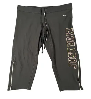 Nike Womens L Black Just Do It Spell Out Cycling Shorts Drawstring‎ Pockets thumbnail 1