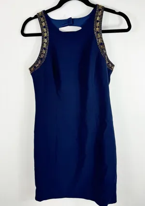 Lilly Pulitzer Womens Chrissy Sleeveless Beaded Shift Dress True Navy 6 thumbnail 1