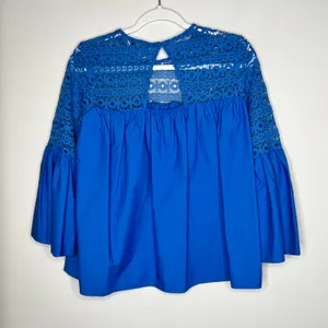 Endless Rose Blue Crochet Lace Blouse Size Small NEW thumbnail 4