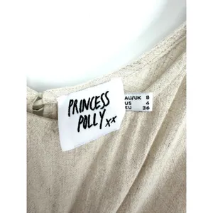 Princess Polly Romper Sleeveless Boho Size 4 Oatmeal Beige Smocked Strap Keyhole thumbnail 8