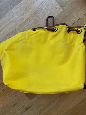 Vtg Dooney & Bourke Wayfarer Purse Yellow Nylon Leather Shoulder Bag thumbnail 6