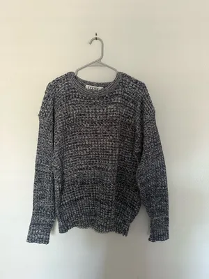 Vintage Knit Heather Grey and Blue Sweater thumbnail 6