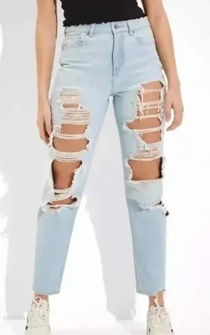 American Eagle Straight Taper Distressed Mom Jeans‎ Women's Size 00 Long thumbnail 1