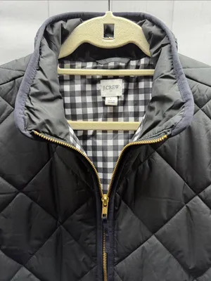 J. Crew Factory Quilted Black Zip Up Puffer Vest with Snap Pockets Size Large thumbnail 6