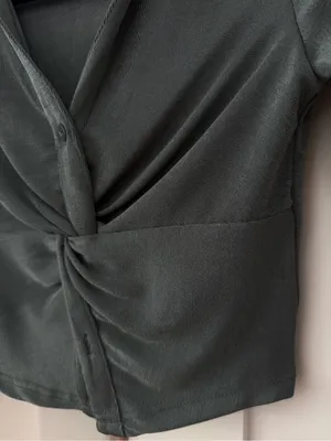 Hello Molly Sage Green Twist-Front Long Sleeve Shirt thumbnail 3
