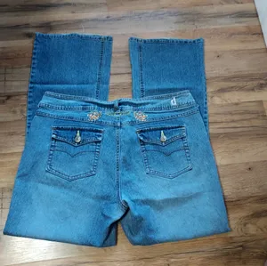 d. jeans Bootcut floral embroidered sz 16 Girlhoodcore feminine grandma 90s Y2K thumbnail 6